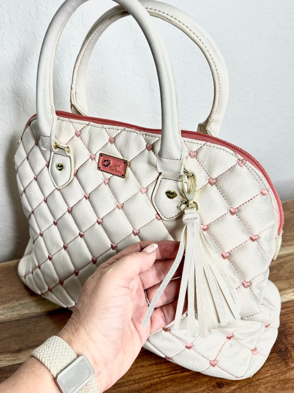 Luv Betsey by Betsey Johnson Faux Leather Quilted Satchel/ Handbag - Picture 3 of 16